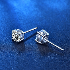 Anti-Tarnish 925 Sterling Silver with Moissanite Rhinestone Earrings&nbsp;AJEW-U007-05P