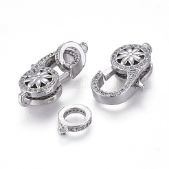 Brass Micro Pave Clear Cubic Zirconia Lobster Claw Clasps&nbsp;KK-K242-14P