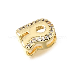 Brass Micro Pave Clear Cubic Zirconia Initial Spacer Bars&nbsp;KK-E802-34G-R