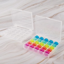 2 Boxes 25 Compartments Polypropylene(PP) Plastic Sewing Machine Bobbins with Storage Case&nbsp;CON-SZ0001-17