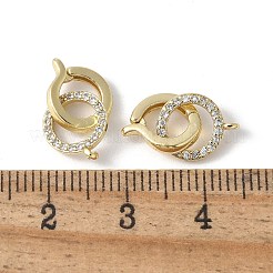 Brass Micro Pave Clear Cubic Zirconia Fold Over Clasps&nbsp;KK-D324-04G