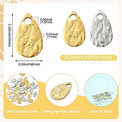 40Pcs 2 Colors Hammered 304 Stainless Steel Pendants&nbsp;STAS-TA0006-53