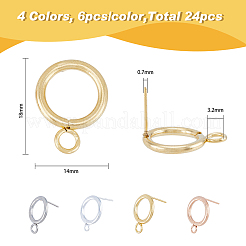 24Pcs 4 Colors 304 Stainless Steel Stud Earring Findings&nbsp;STAS-FH0001-64