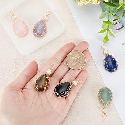 6Pcs 6 Styles Natural Gemstone Copper Wire Wrapped Pendants&nbsp;G-NB0003-75