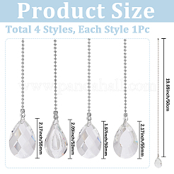 4Pcs 4 Styles Teardrop Glass Charms Ceiling Fan Pull Chain Extenders&nbsp;HJEW-SP0001-78