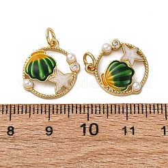 Brass Pave Cubic Zirconia & ABS Imitation Pearl Pendants&nbsp;KK-S525-05G