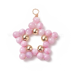 7Pcs 7 Colors Natural Freshwater Shell Dyed Beaded Pendants&nbsp;PALLOY-JF01978