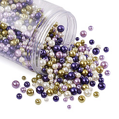12 Strands 12 Styles Baking Paint Pearlized Glass Pearl Round Bead Strands&nbsp;HY-CW0001-03B
