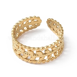 Ion Plating(IP) 304 Stainless Steel Leafy Branch Open Cuff Ring for Women&nbsp;RJEW-C046-02G
