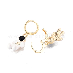 Enamel Spaceman Dangle Leverback Earrings&nbsp;EJEW-N012-100