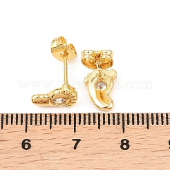 Brass Micro Pave Clear Cubic Zirconia Stud Earrings&nbsp;EJEW-F405-21A-G