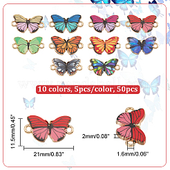 50Pcs 10 Colors Alloy Enamel Connector Charms&nbsp;ENAM-NB0002-01