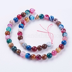 Natural Striped Agate/Banded Agate Beads Strands&nbsp;G-G581-8mm-17