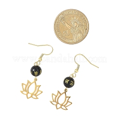 Natural Obsidian Flower Dangle Earrings&nbsp;EJEW-JE06690