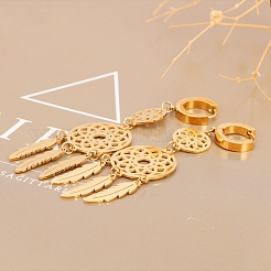 Woven Web 304 Stainless Steel Hoop Dangle Earrings&nbsp;FS-WG42220-01