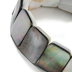 Natural Black Lip Shell Rectangle Beaded Stretch Bracelets&nbsp;BJEW-N030-01B-02