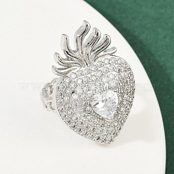Brass Micro Pave Clear Cubic Zirconia Cuff Rings&nbsp;RJEW-P155-04B-P