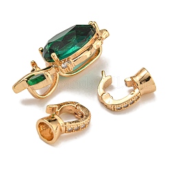 Brass Micro Pave Clear Cubic Zirconia Fold Over Clasps&nbsp;KK-U037-16G