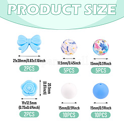 34Pcs 6 Styles Silicone Beads&nbsp;SIL-TA0003-51B