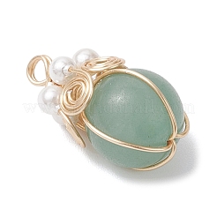 4Pcs 4 Styles Natural Carnelian & Rose Quartz & Green Aventurine & Tiger Eye Pendants&nbsp;PALLOY-TA00321-01