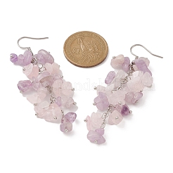 Natural Rose Quartz & Amethyst Chip Beaded Dangle Earrings&nbsp;EJEW-JE05369