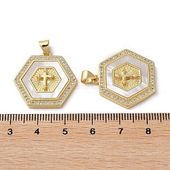 Brass Micro Pave Cubic Zirconia Pendants&nbsp;KK-D057-19G