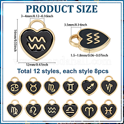 96Pcs 12 Styles Light Gold Plated Alloy Enamel Pendants&nbsp;ENAM-PH0003-14A