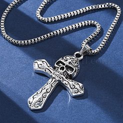 Tibetan Style Zinc Alloy Viking Pendant Necklaces&nbsp;NJEW-Z062-01AS-01