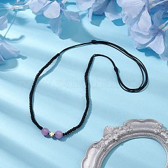 Adjustable Natural Dyed Yellow Jade & Brass Pendant Necklaces&nbsp;NJEW-JN04944