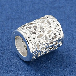 Rack Plating Brass Micro Pave Clear Cubic Zirconia European Beads&nbsp;KK-L215-206S