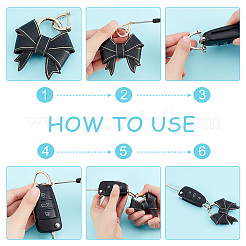 Handmade Cute Bow Ladies Car Keychain&nbsp;KEYC-WH0004-61KCG-02