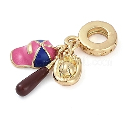 Rack Plating Brass Enamel Sports European Dangle Charms&nbsp;KK-P287-35C-G
