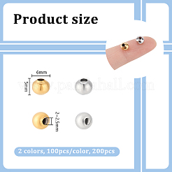 200Pcs 2 Colors 304 Stainless Steel Round Seamed Beads&nbsp;STAS-UN0060-65B