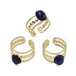 Oval Natural Lapis Lazuli Finger Rings&nbsp;RJEW-N046-06C-G