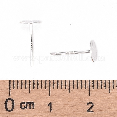 925 Sterling Silver Round Flat Pad Stud Earring Findings&nbsp;STER-T002-201S-1