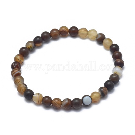 Natural Banded Agate/Striped Agate Bead Stretch Bracelets BJEW-K212-B-003-1
