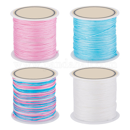4 Rolls 4 Styles Macaron Color Segment Dyed Nylon Braided Cord NWIR-TA0001-22-1