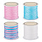 4 Rolls 4 Styles Macaron Color Segment Dyed Nylon Braided Cord, Chinese Knotting Cord for Jewelry Making Macrame Craft, Mixed Color, 0.8mm, 1 roll/style