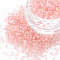 Glass Bugle Beads, Transparent Colours Rainbow, Pink, 2.5~3x2mm, Hole: 0.9mm, about 15000pcs/pound