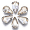 Sew on Rhinestone, Glass Rhinestone, Multi-strand Links, with Stainless Steel Settings, Garments Accessories, Faceted, Teardrop, Lt.Col.Topaz, 13x8x5mm, Hole: 1.2mm