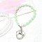 Acrylic Beads Keychain, with Alloy Clasp, Heart, Light Green, 17cm