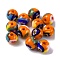 Handmade Millefiori Lampwork Beads, Round, Dark Orange, 8.5~9mm, Hole: 1.6mm