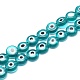 Handmade Evil Eye Lampwork Flat Round Bead Strands&nbsp;LAMP-L058-10mm-11-1