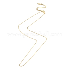 Ion Plating(IP) 304 Stainless Steel Cable Chain Necklace for Men Women, Real 14K Gold Plated, 15.87 inch(40.3cm)