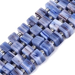 Handmade Nepalese Lampwork Beads Strands, 3D Cube Box Shape, Cornflower Blue, 5.5x6x5.5mm, Hole: 1mm, about 51~53pcs/strand, 15.59''~16.26''(39.6~41.3cm)