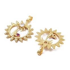 Rack Plating Brass Micro Pave Cubic Zirconia Pendants&nbsp;KK-Z071-44G