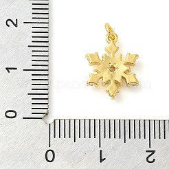 Snowflake Real 18K Gold Plated Rack Plating Brass Micro Pave Cubic Zirconia Pendants Charms&nbsp;KK-S396-11B