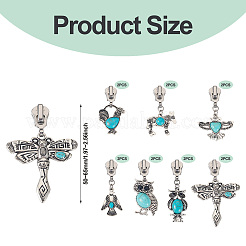 14Pcs 7 Styles Alloy & Synthetic Turquoise Zipper Sliders&nbsp;HJEW-TAC0101