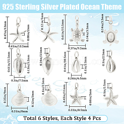 24Pcs 6 Styles Brass Pendants&nbsp;KK-BBC0022-75