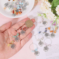 24Pcs Natural Gemstone Wine Glass Charms&nbsp;AJEW-CA00007
